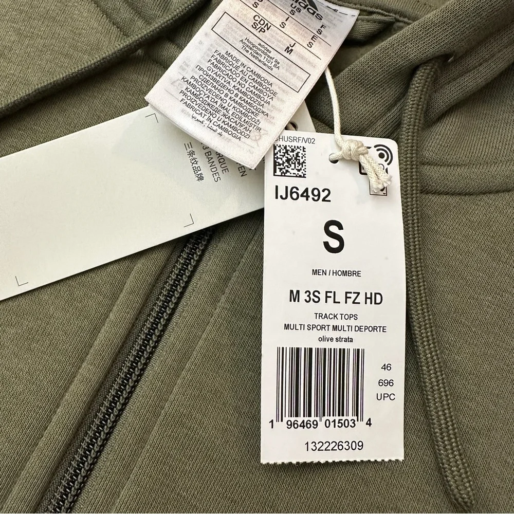 Adidas 3 Stripes Zipper Hoodie Hooded Sweatshirt Work Out Men’s Sz S Olive Green